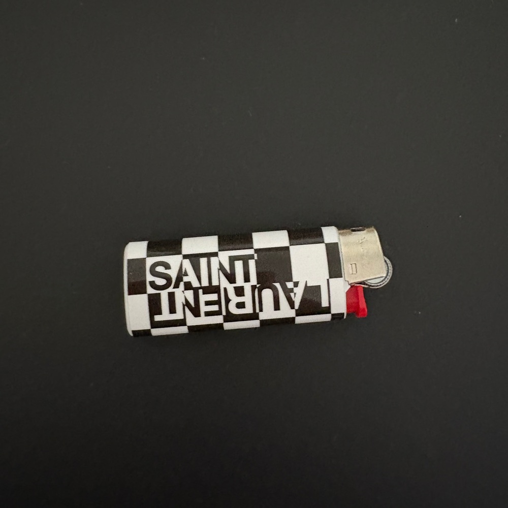 Saint Laurent Black and White Checkered Lighter